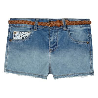 Girls' blue ombre-effect denim shorts